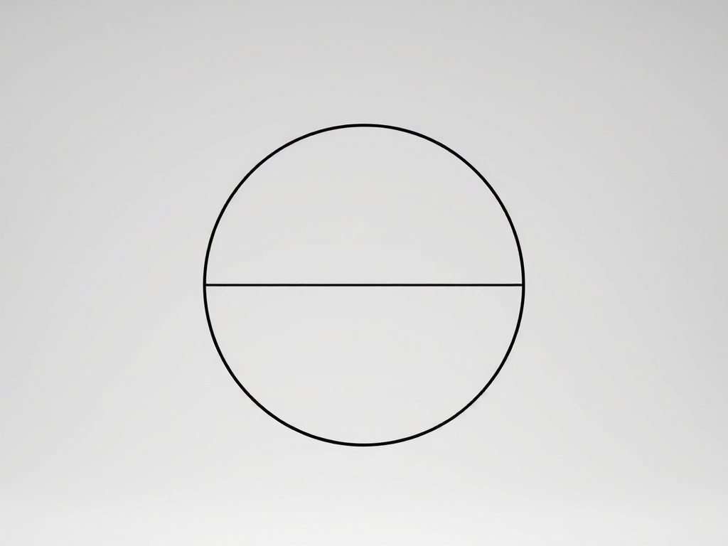 Minimalist geometric shape combining a circle and a line, representing balance and discipline, on transparent background. Photorealistic, 8k, commercial photography.